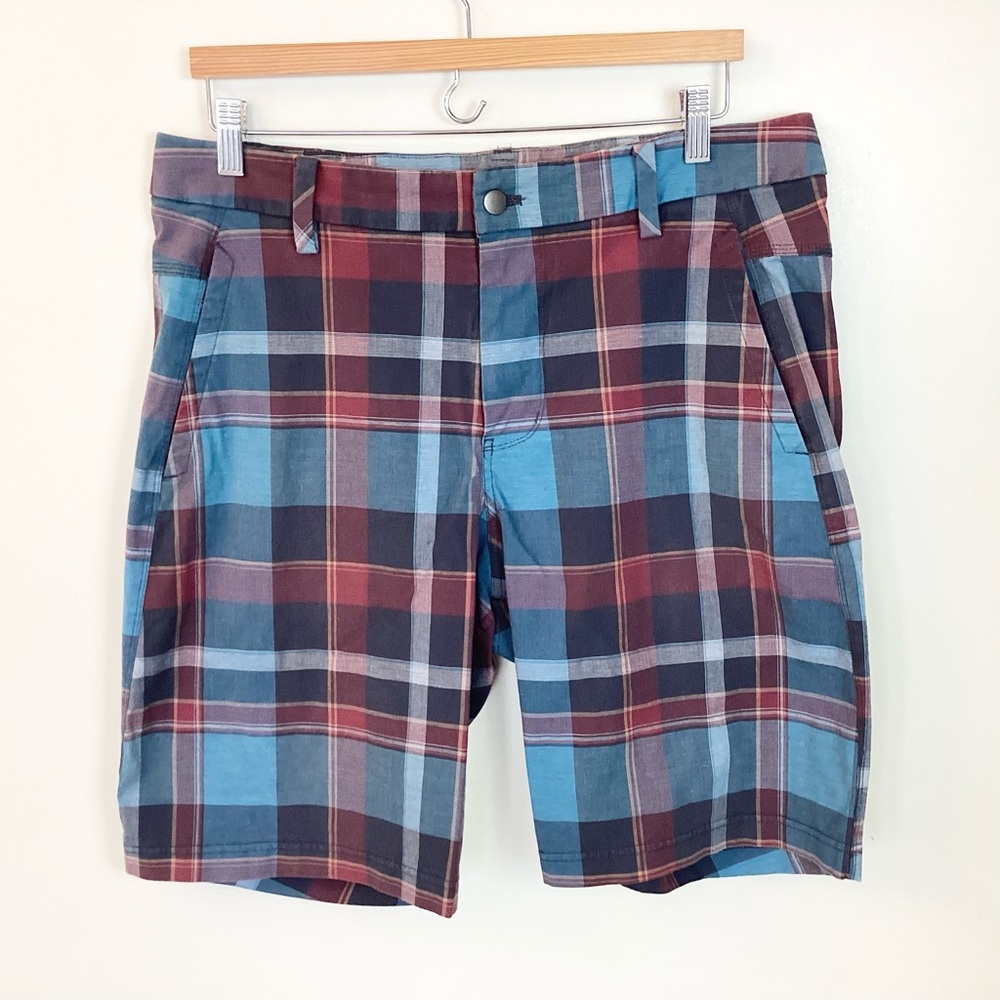 Lululemon Men’s Flat Front Plaid Shorts - Blue - 36